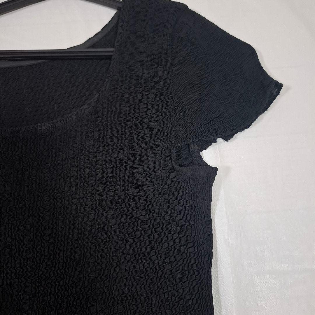 スペッチオ 日本製 シャトルプリーツ ロングワンピース 脇デザイン 黒 40