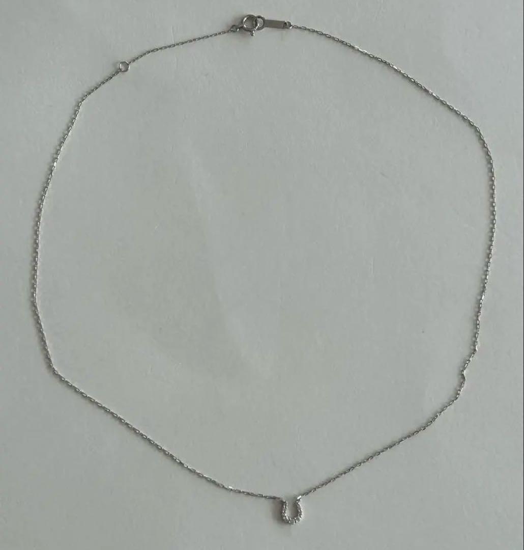 4℃ K10WG ダイヤモンド　ホースシュー　ネックレス