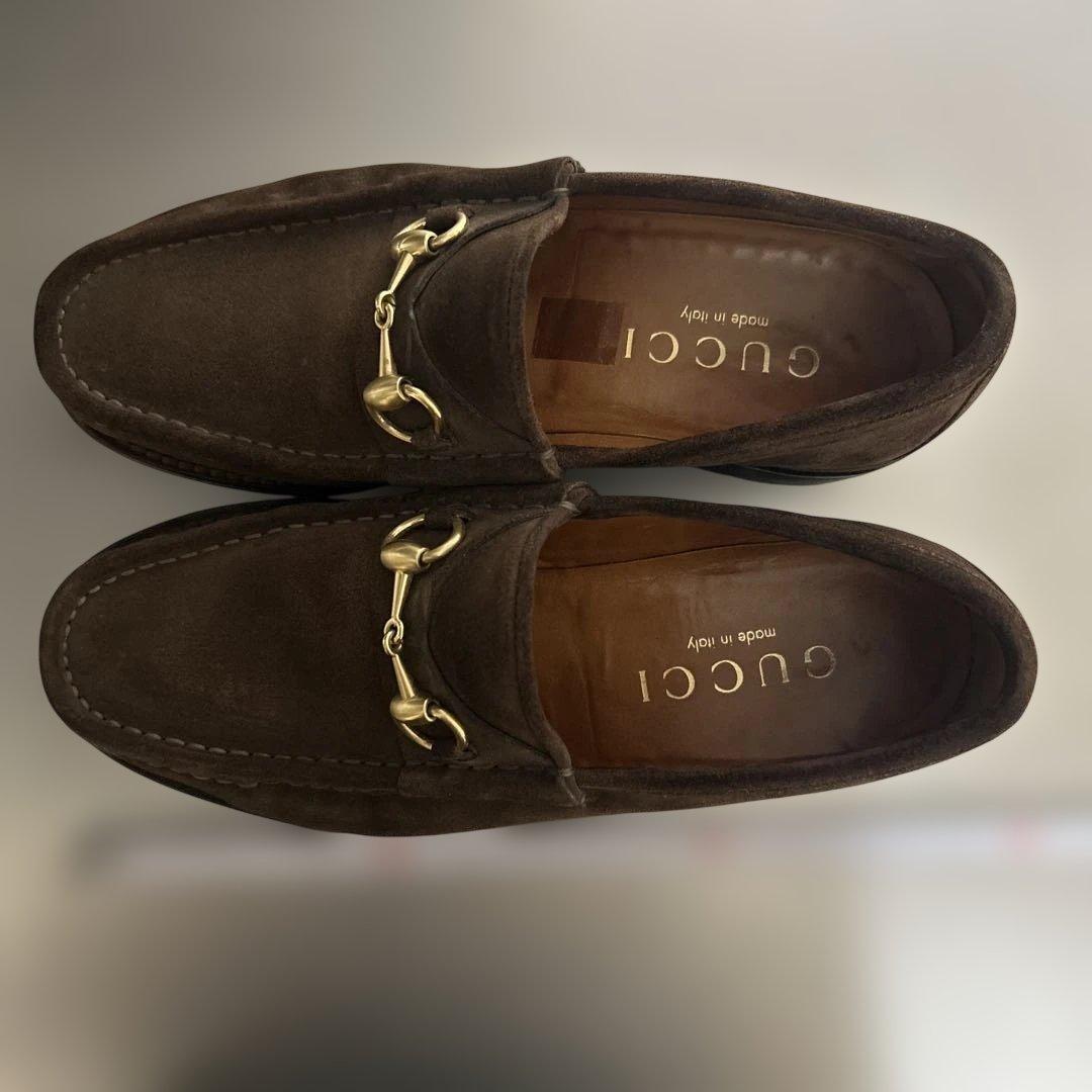 GUCCIグッチスエードローファー、ブラウン40.½