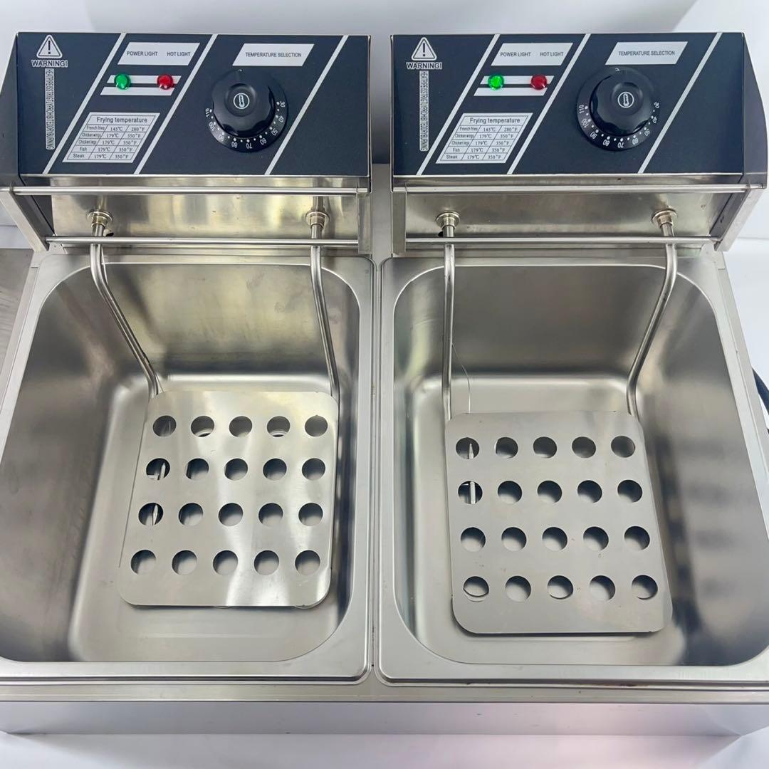 業務用２槽式卓上電気フライヤー 1槽（6L 100V） ×２ 店舗用品 厨房機器