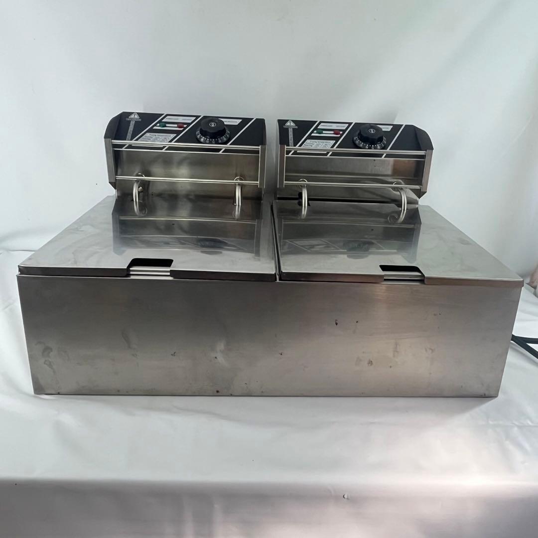 業務用２槽式卓上電気フライヤー 1槽（6L 100V） ×２ 店舗用品 厨房機器