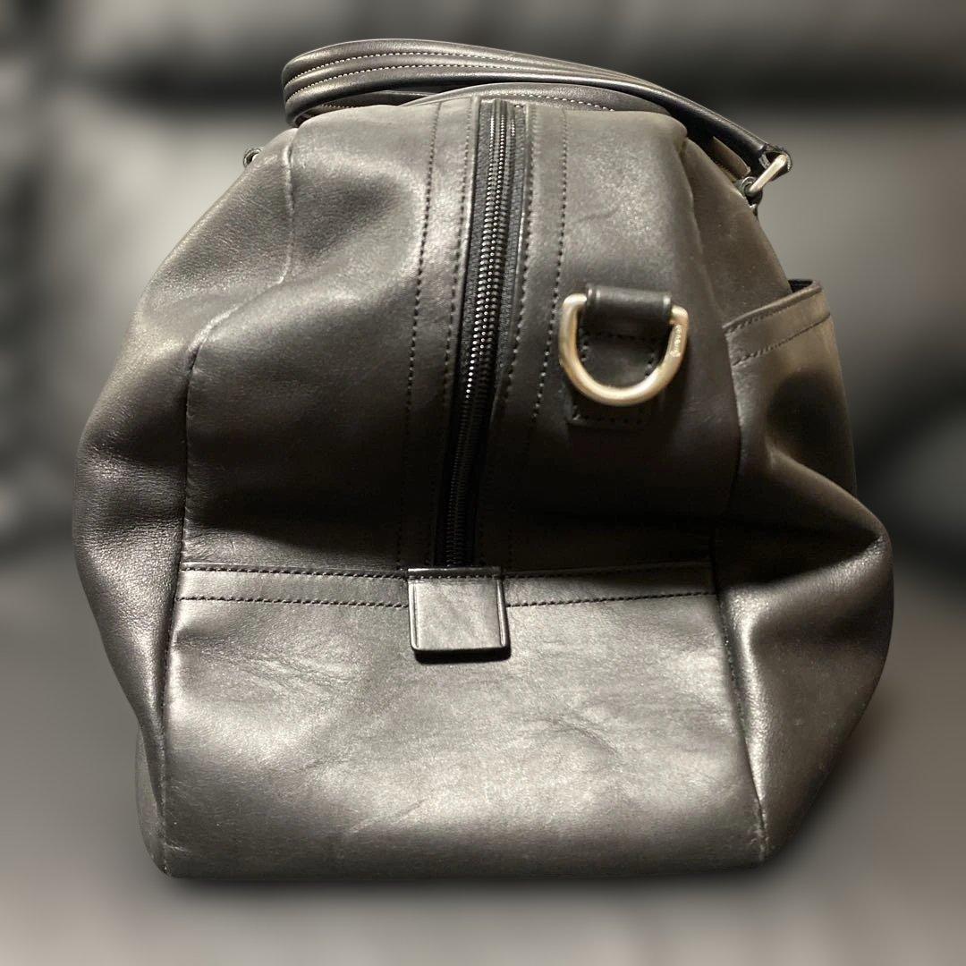 COACHコーチ F70668 オールブラック レザー 2wayボストンバッグ