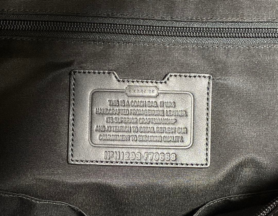 COACHコーチ F70668 オールブラック レザー 2wayボストンバッグ