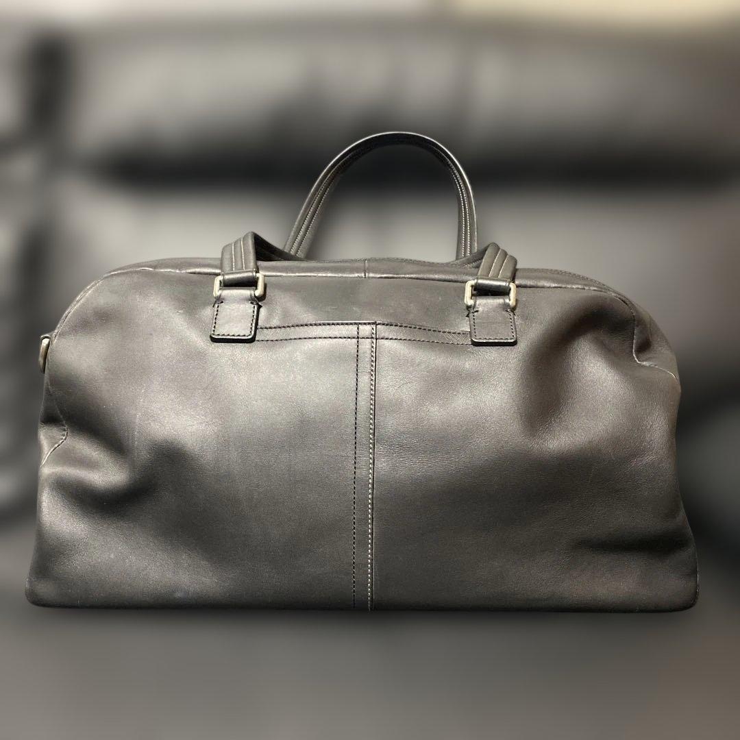 COACHコーチ F70668 オールブラック レザー 2wayボストンバッグ