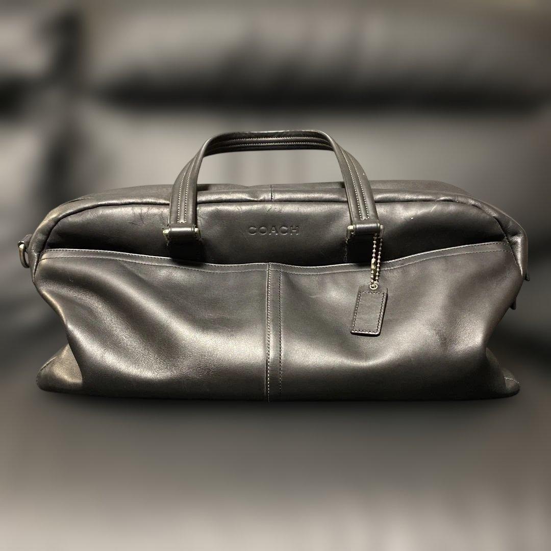 COACHコーチ F70668 オールブラック レザー 2wayボストンバッグ