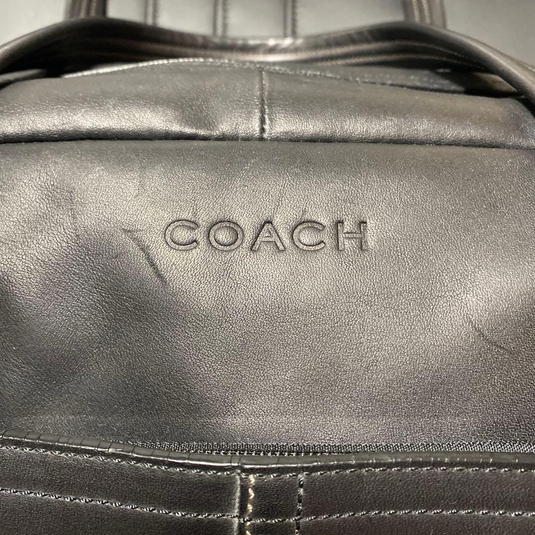COACHコーチ F70668 オールブラック レザー 2wayボストンバッグ
