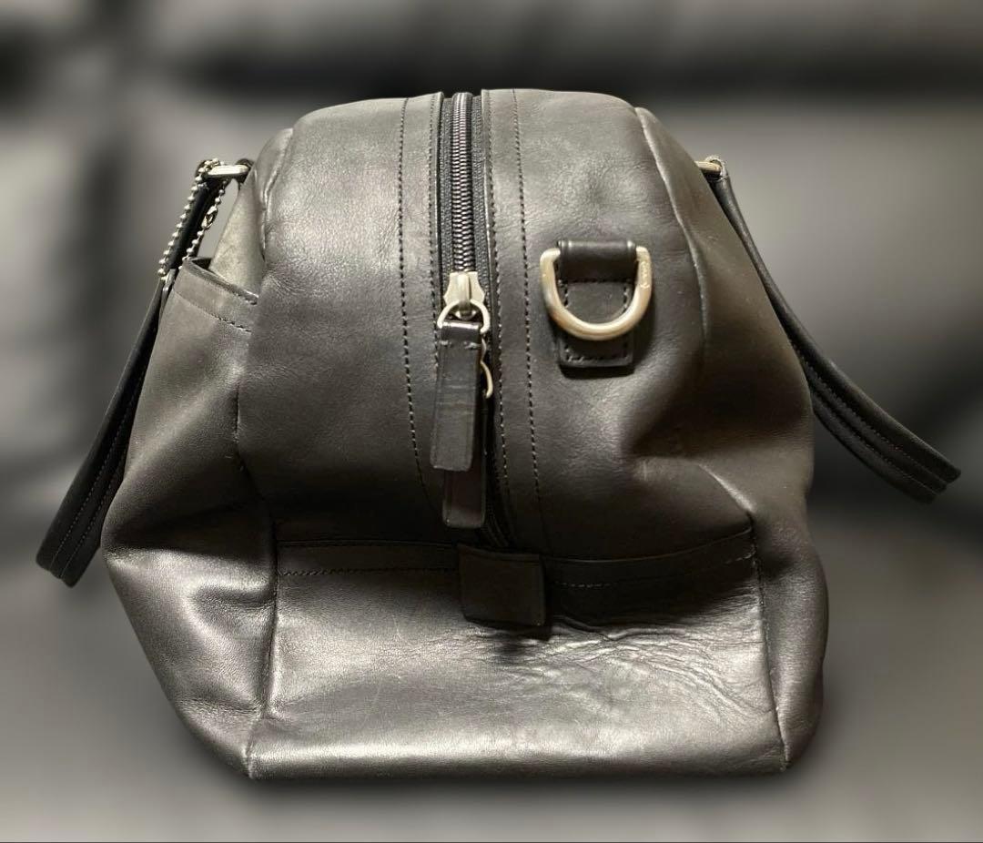 COACHコーチ F70668 オールブラック レザー 2wayボストンバッグ