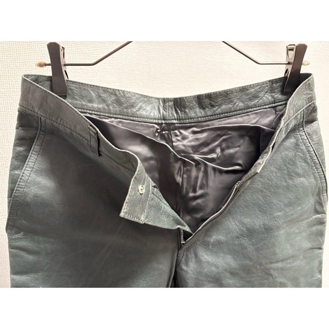 vintage 90s 00s y2k セージグリーン グレー レザーパンツ