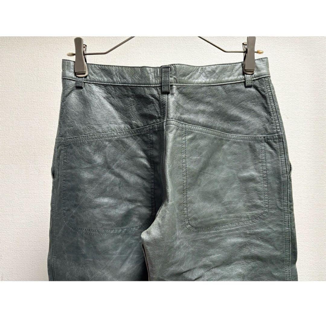 vintage 90s 00s y2k セージグリーン グレー レザーパンツ