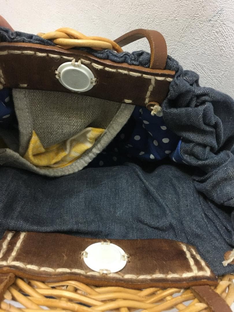 エバゴス 清涼 美品WAHAHA 紅籐 籠 カゴ 切替 トートバッグ