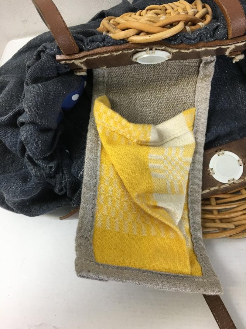 エバゴス 清涼 美品WAHAHA 紅籐 籠 カゴ 切替 トートバッグ