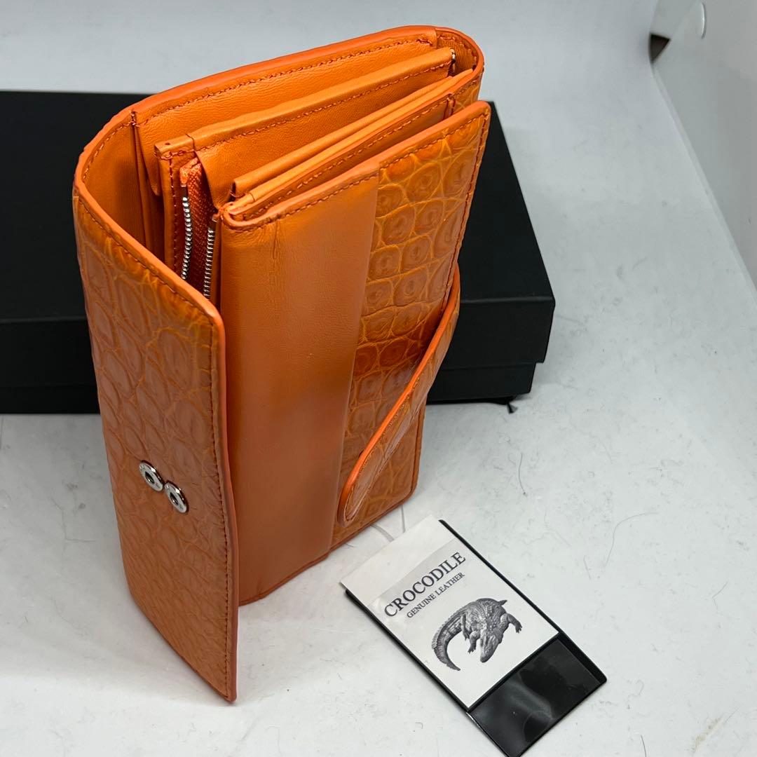 日本が平和でありますように 専用新品　ヘンローンクロコダイルオレンジ長財布