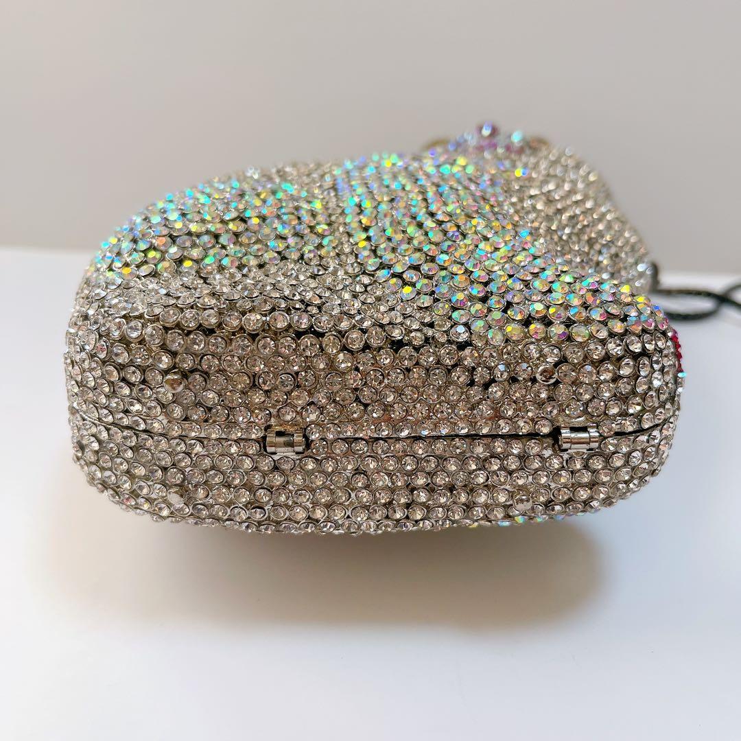 ネコ型 猫型 ダイカット ラインストーン バッグ 鞄 キラキラ パーティー 豪華