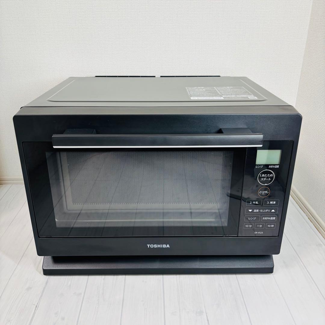 【庫内美品】 TOSHIBA 電子レンジ ER-VS23-K 21年製 フラット