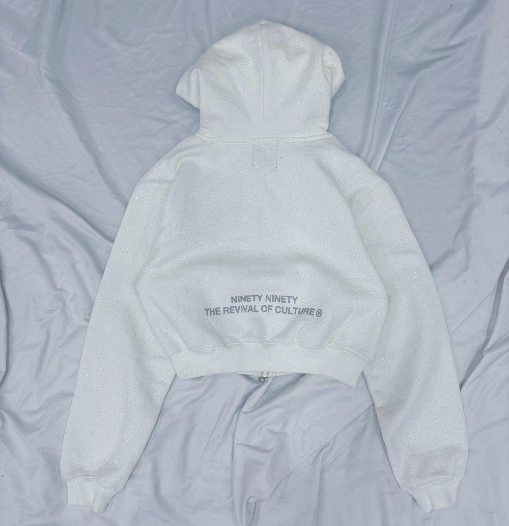 ラメ　白　Lサイズ　OG Logo Glitter Zip Hoodie　Y2K