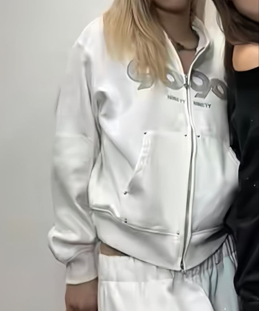 ラメ　白　Lサイズ　OG Logo Glitter Zip Hoodie　Y2K