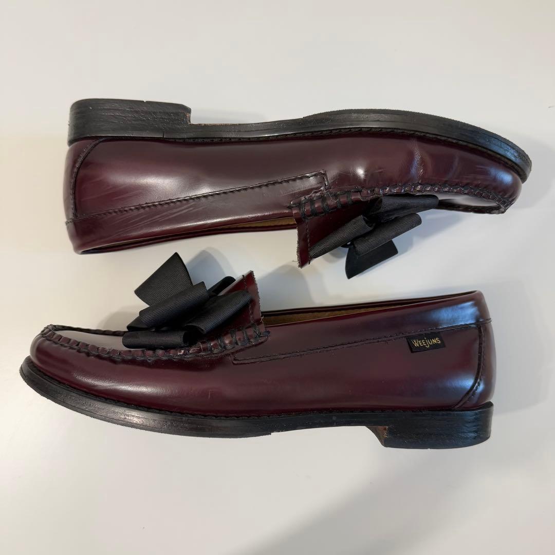希少 G.H.BASS Weejunsリボン ローファー 24cm バーガンディ