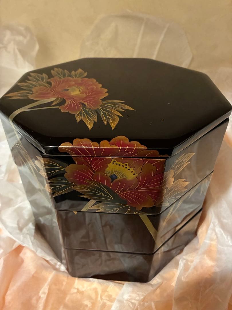 岡*様 未使用　輪島塗　八角重箱　大盆1、客盆5枚セット