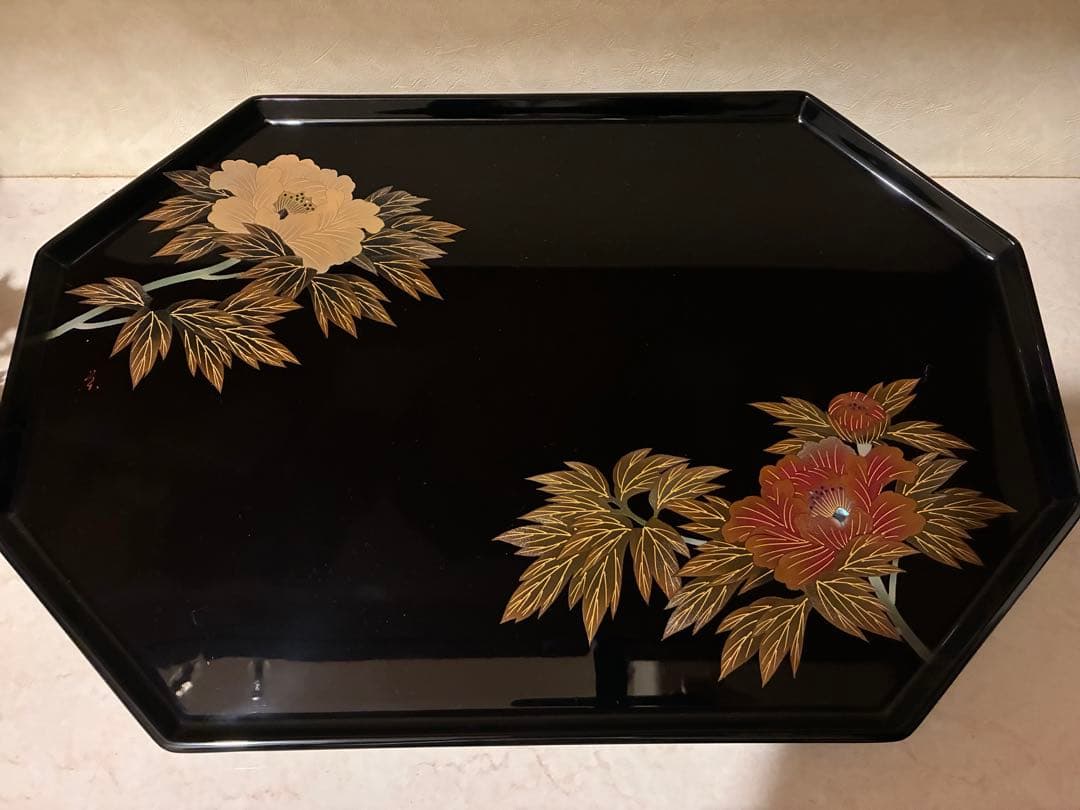 岡*様 未使用　輪島塗　八角重箱　大盆1、客盆5枚セット