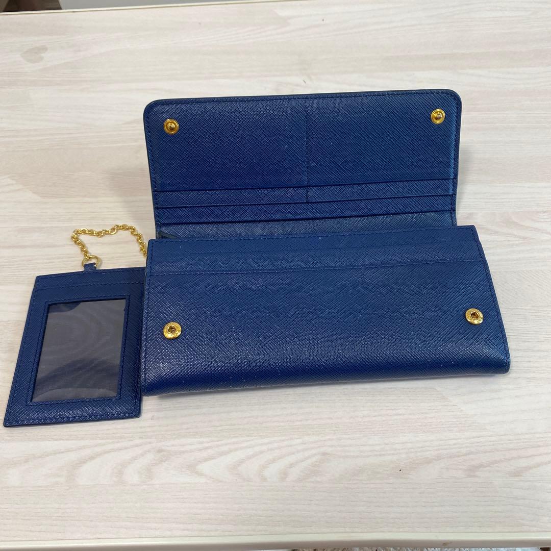 週末値下げ　PRADA ネイビー 長財布 カードケース付き　正規品