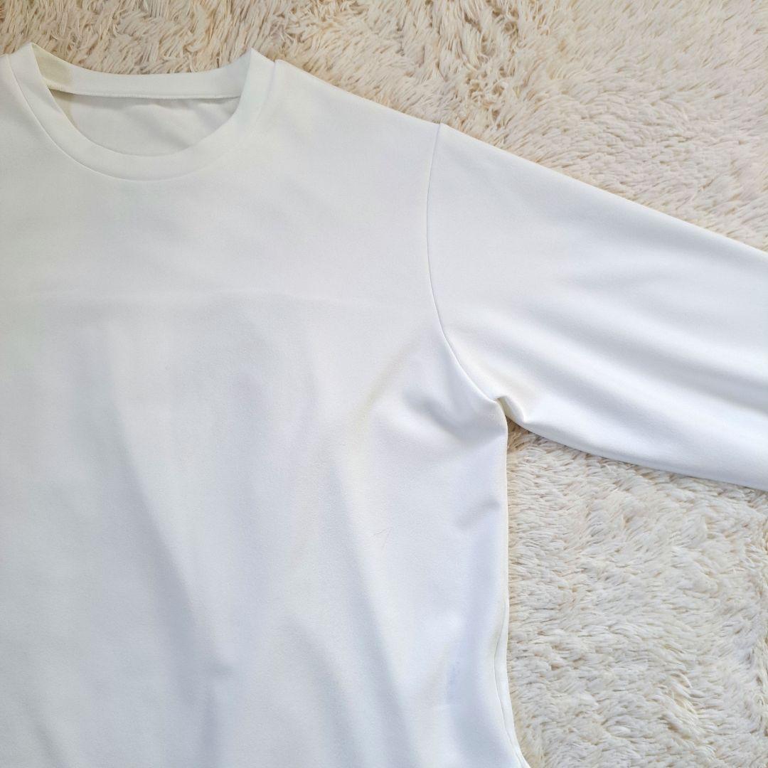 美品 ビアズリー Tブラウス カットソー 洗える バックタック 白 ゆったり