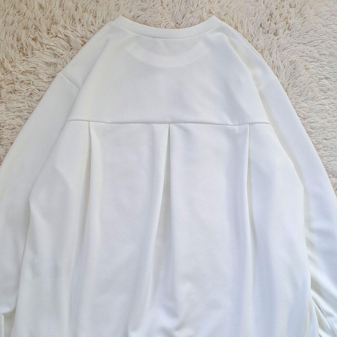 美品 ビアズリー Tブラウス カットソー 洗える バックタック 白 ゆったり