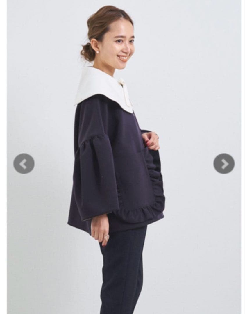 yoriヨリポケットフリルジャケットネイビー