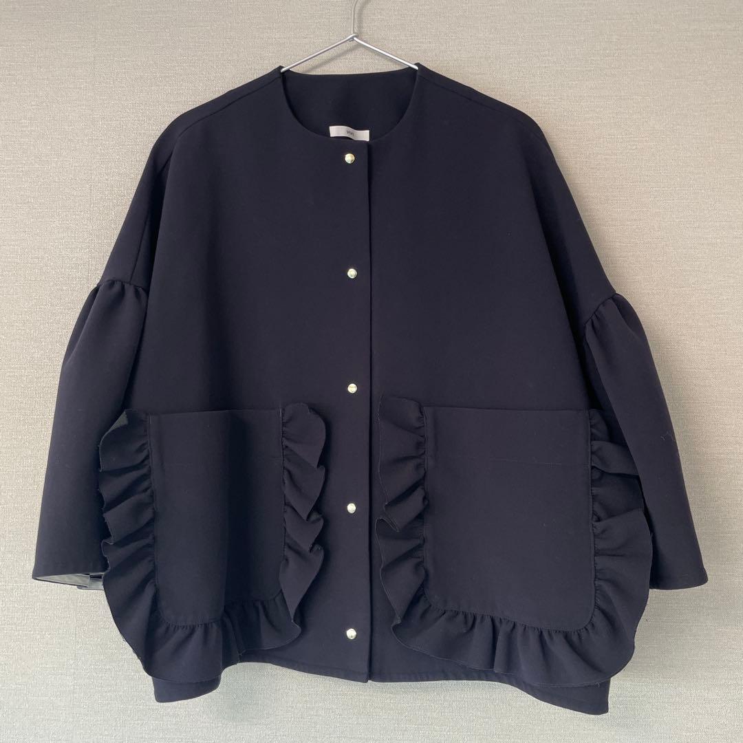 yoriヨリポケットフリルジャケットネイビー