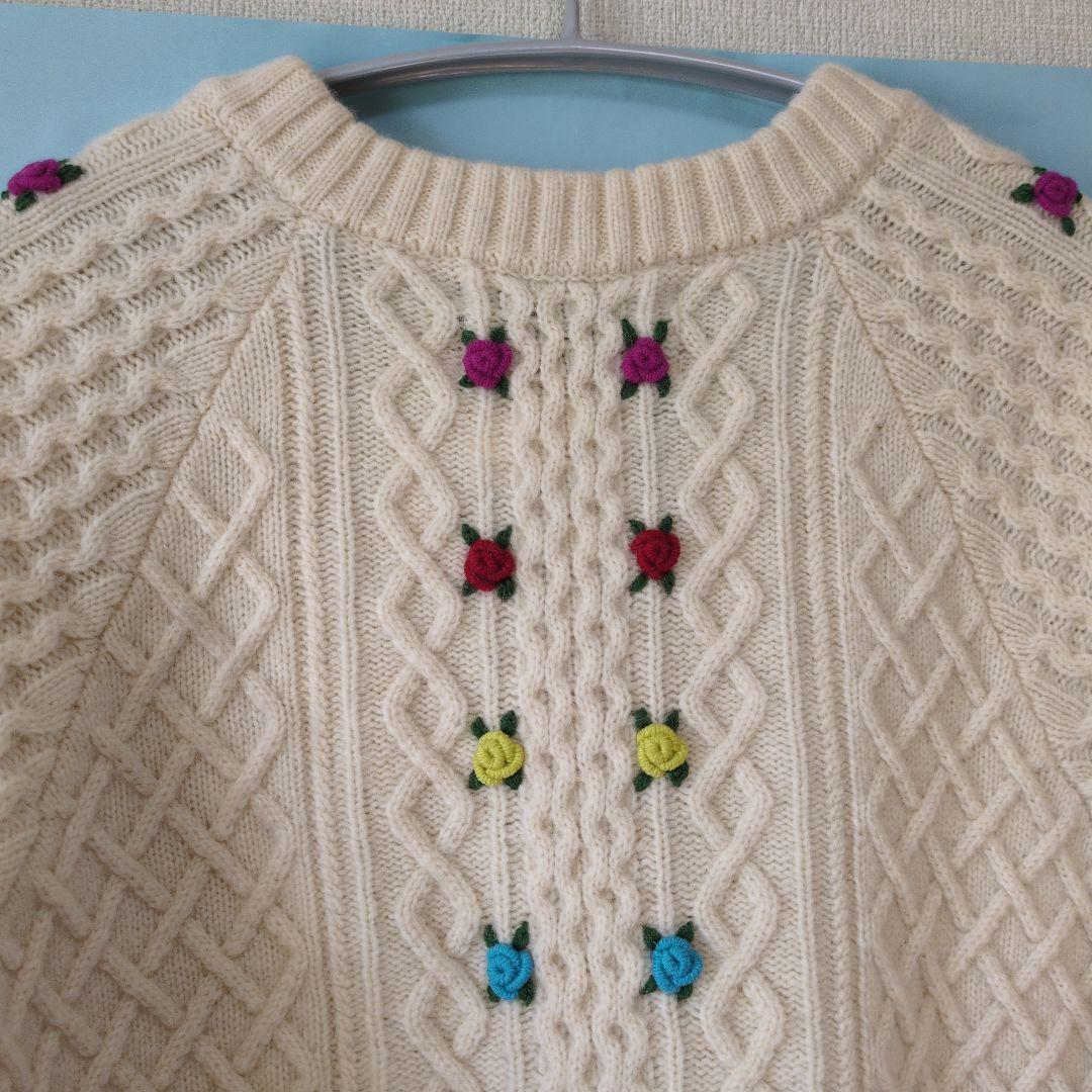 専用です。 アルベロベロ♥️ぶたさん花ビジュ刺繍 ウールロングカーディガン