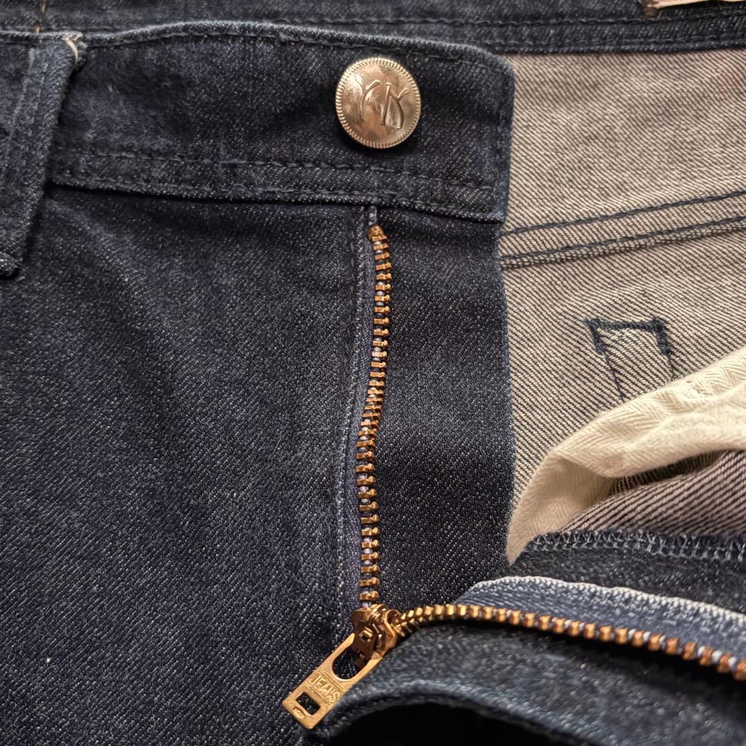 美品 ヤヌーク プレミアム NEIL スリムテーパード デニム 赤耳 ストレッチ