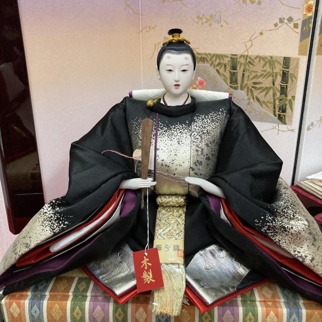 E14ひな人形　訳あり特価　お洒落な黒地の衣装 小十番親王のみ　親王飾り