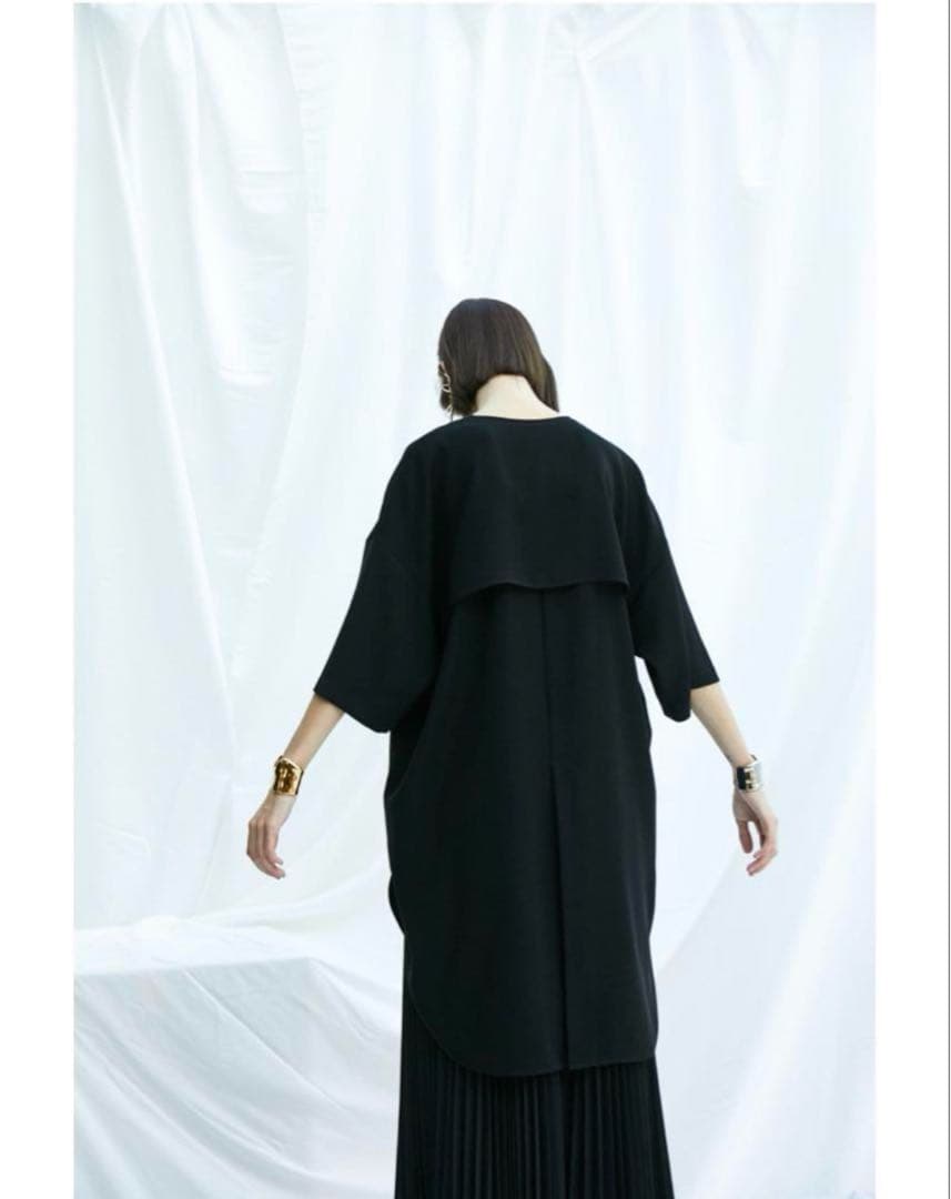 エンフォルド ダブルサテンロングチュニック ダークネイビー 36 2020AW