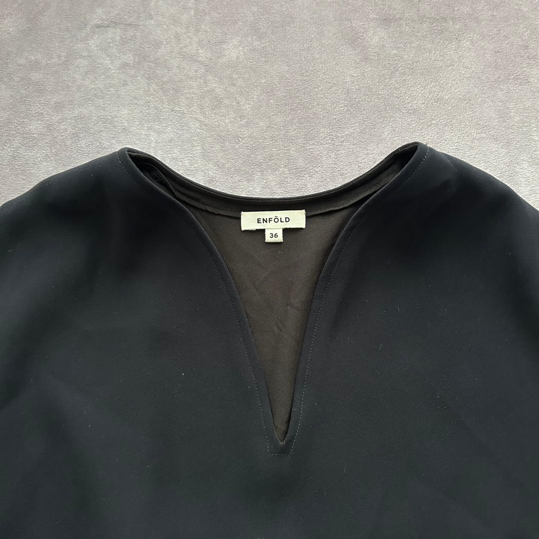 エンフォルド ダブルサテンロングチュニック ダークネイビー 36 2020AW