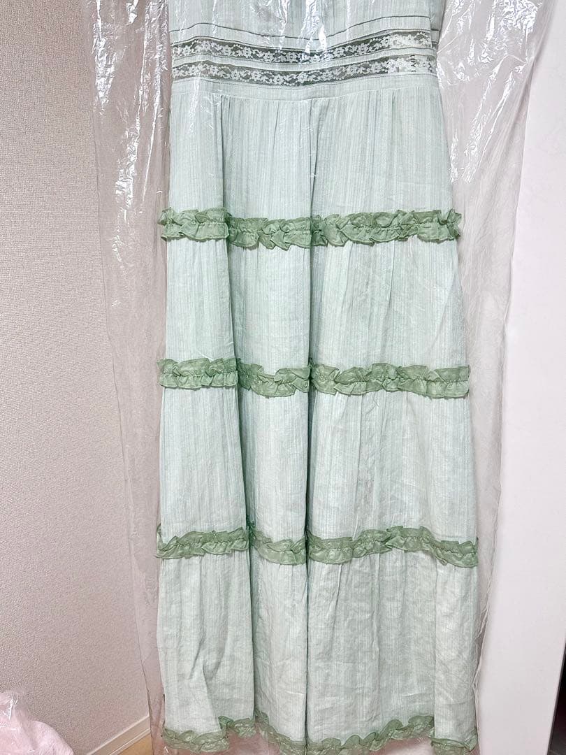 リリーブラウン LILY BROWN ティアードフリルキャミワンピース ミント1