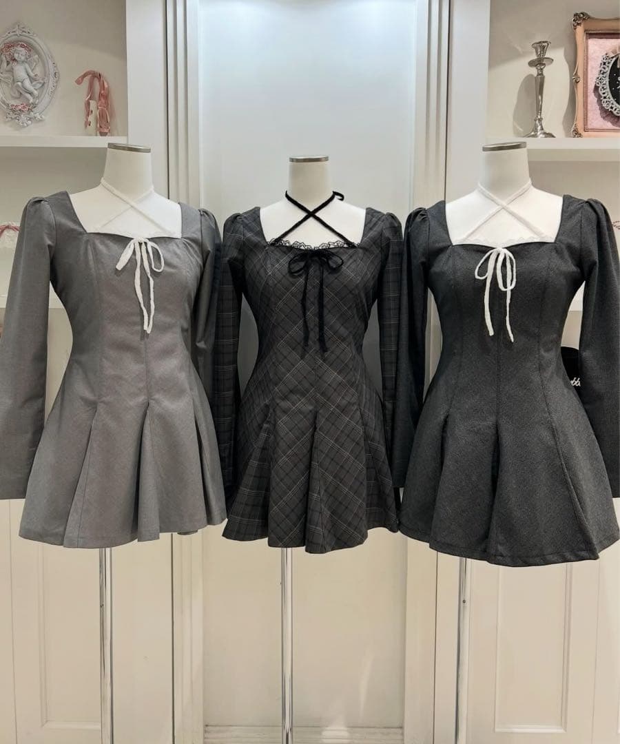 パネルフレアガーリーワンピース black Sサイズ