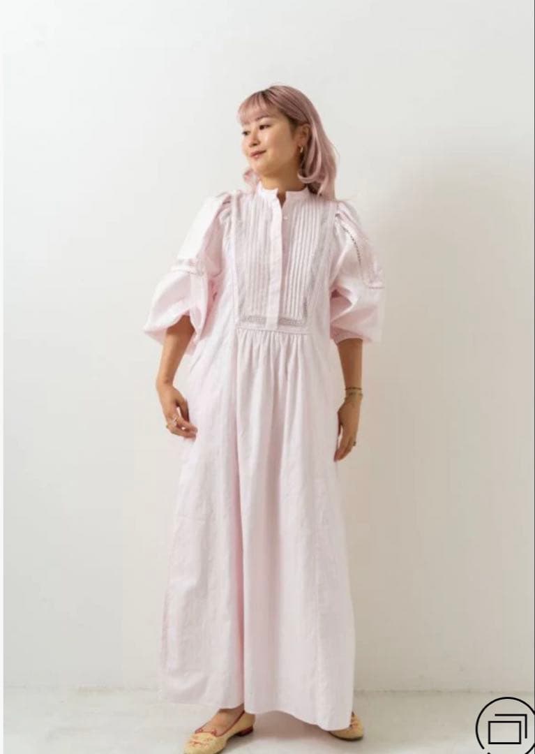 【新品未使用】ヌキテパ ボリュームスリーブスクエア ロングワンピース S