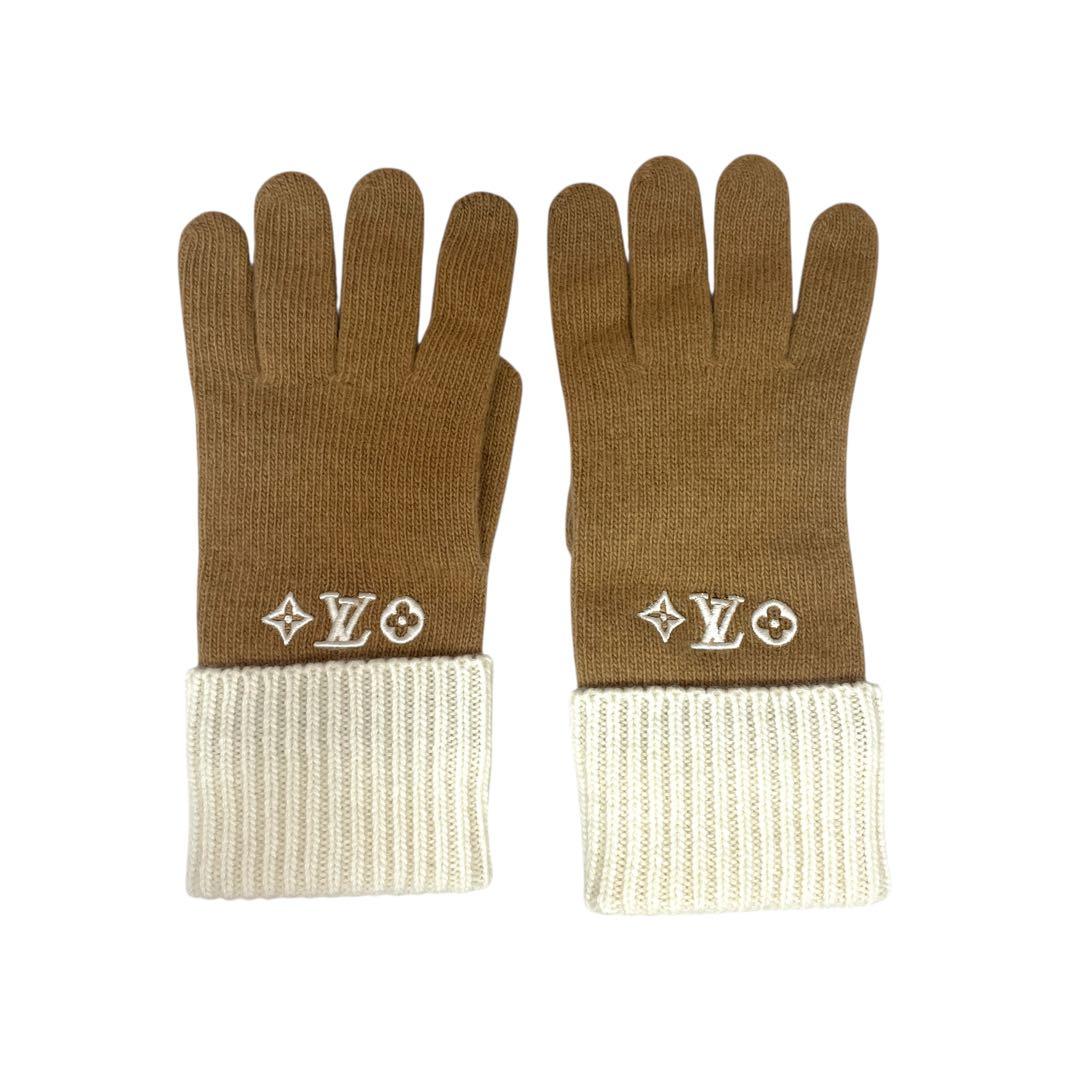 未使用に近い【ルイヴィトン】グローブ LVヘッドライン ウール100％ 8248