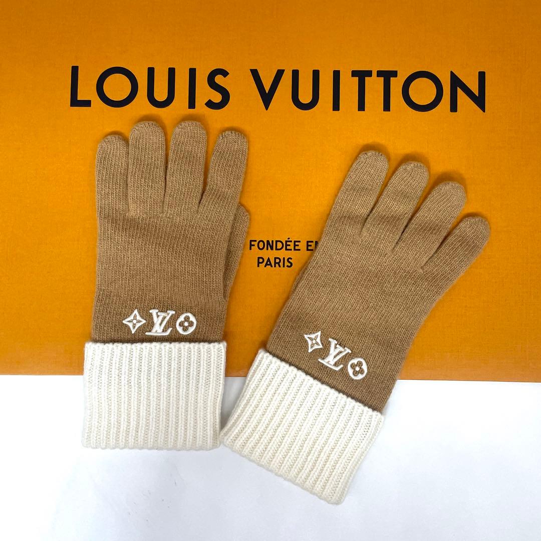 未使用に近い【ルイヴィトン】グローブ LVヘッドライン ウール100％ 8248