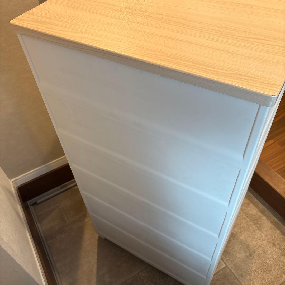 ホワイト 6段チェスト プラスチック製