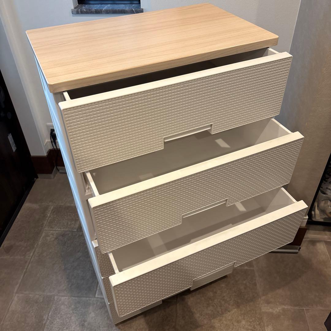 ホワイト 6段チェスト プラスチック製