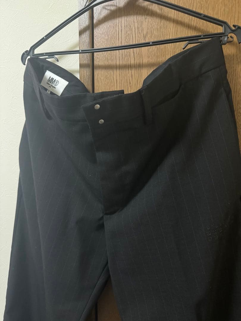 MM6メゾンマルジェラ黒 ストライプ ワイドパンツ