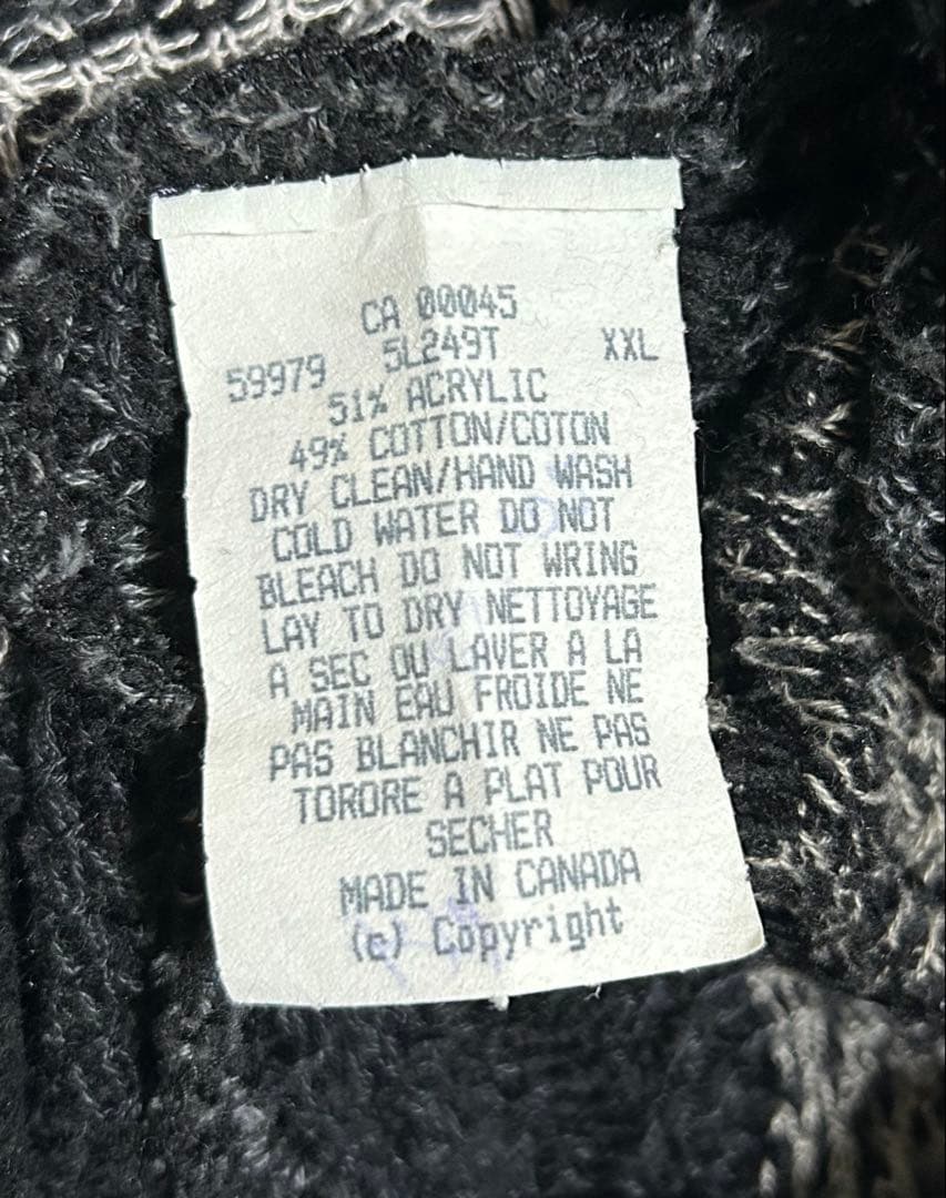 90s カナダ製 TUNDRA ヴィンテージ 3D 総柄 ニット 黒 ブラック