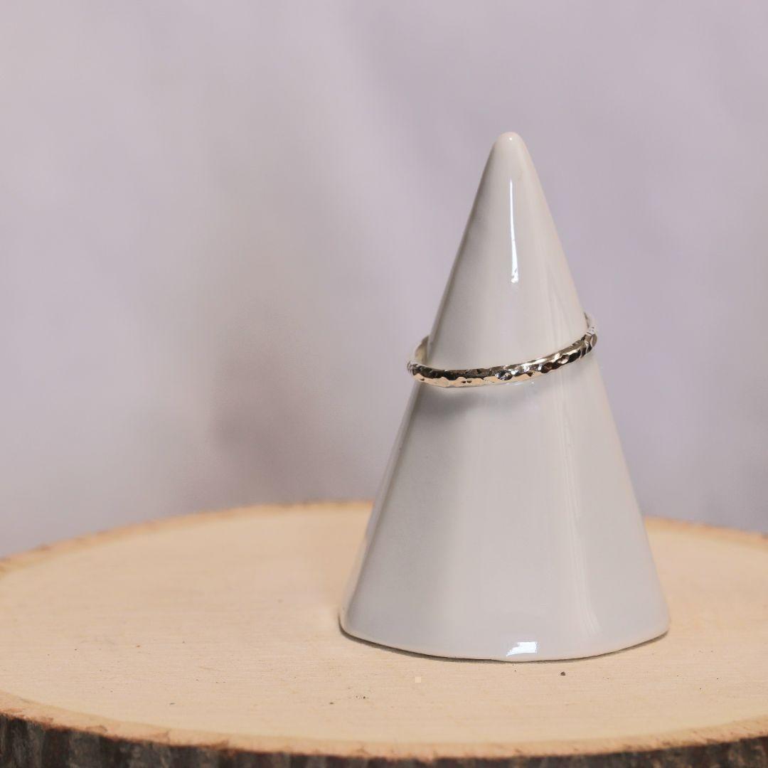 (10 20号 刻印)槌目リング 幅2mm シルバー950　ピンキーリング　ペア