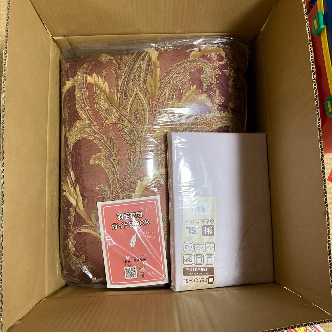 花柄羽毛掛け布団 150×210cm カバー、ガイドBOOK付き
