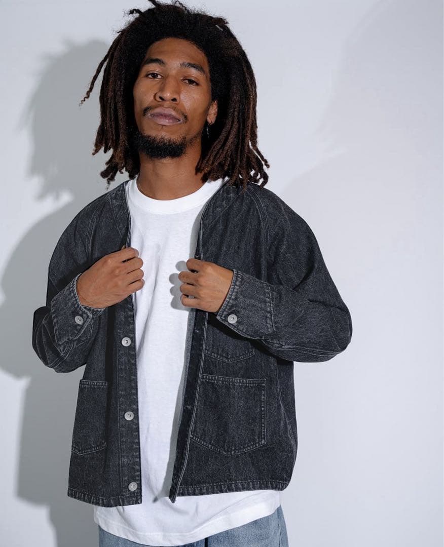 ジャケット・アウター WOODBLOCK DENIM ENGINEER JACKET BLACK