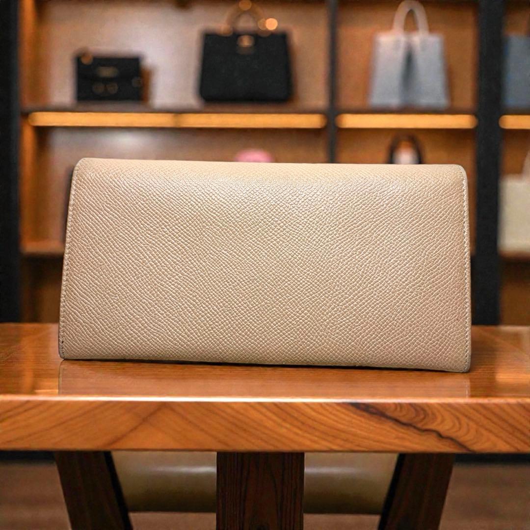 BVLGARI ブルガリ ビーゼロワン サークルロゴ 長財布 シボ革 ベージュ