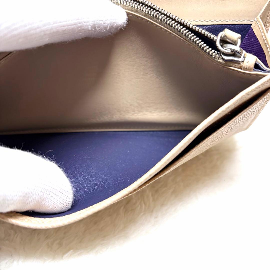 BVLGARI ブルガリ ビーゼロワン サークルロゴ 長財布 シボ革 ベージュ