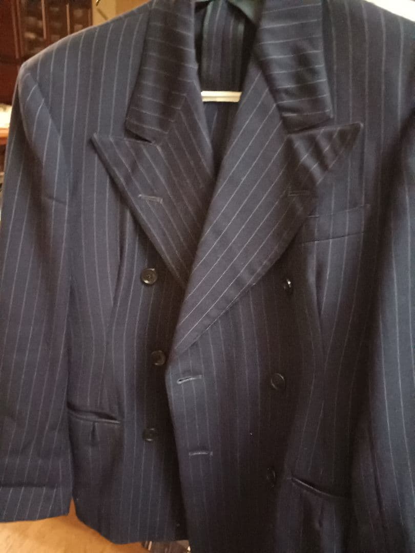 40sネイビー ストライプ ダブルブレストジャケット