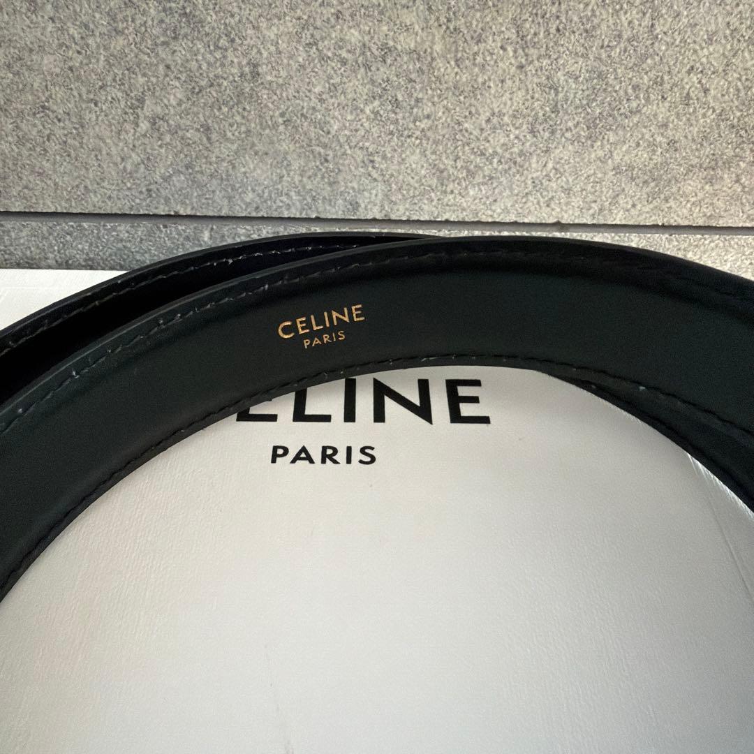 【日曜限定】CELINE ベルト　トリオンフバックルレザーベルトミディアム　75