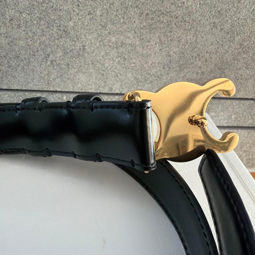 【日曜限定】CELINE ベルト　トリオンフバックルレザーベルトミディアム　75